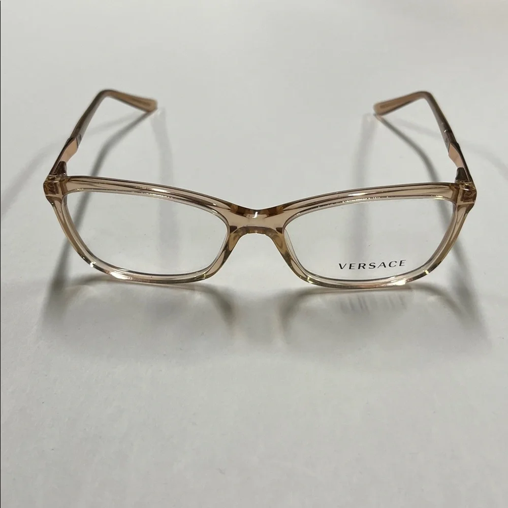 VERSACE NWOT Contemporary Translucent Tan 54-16-140 Modern Rectangle Eyeglass